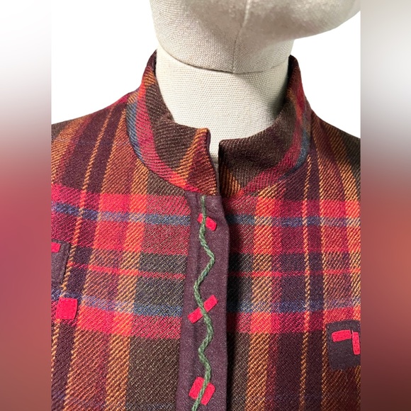 Vintage Canvas Backs 99% Wool Red Plaid Patterned Blazer Jacket size 6 - Picture 3 of 11